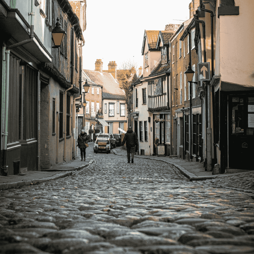 Elm Hill, Norwich's famous cobbled medieval street