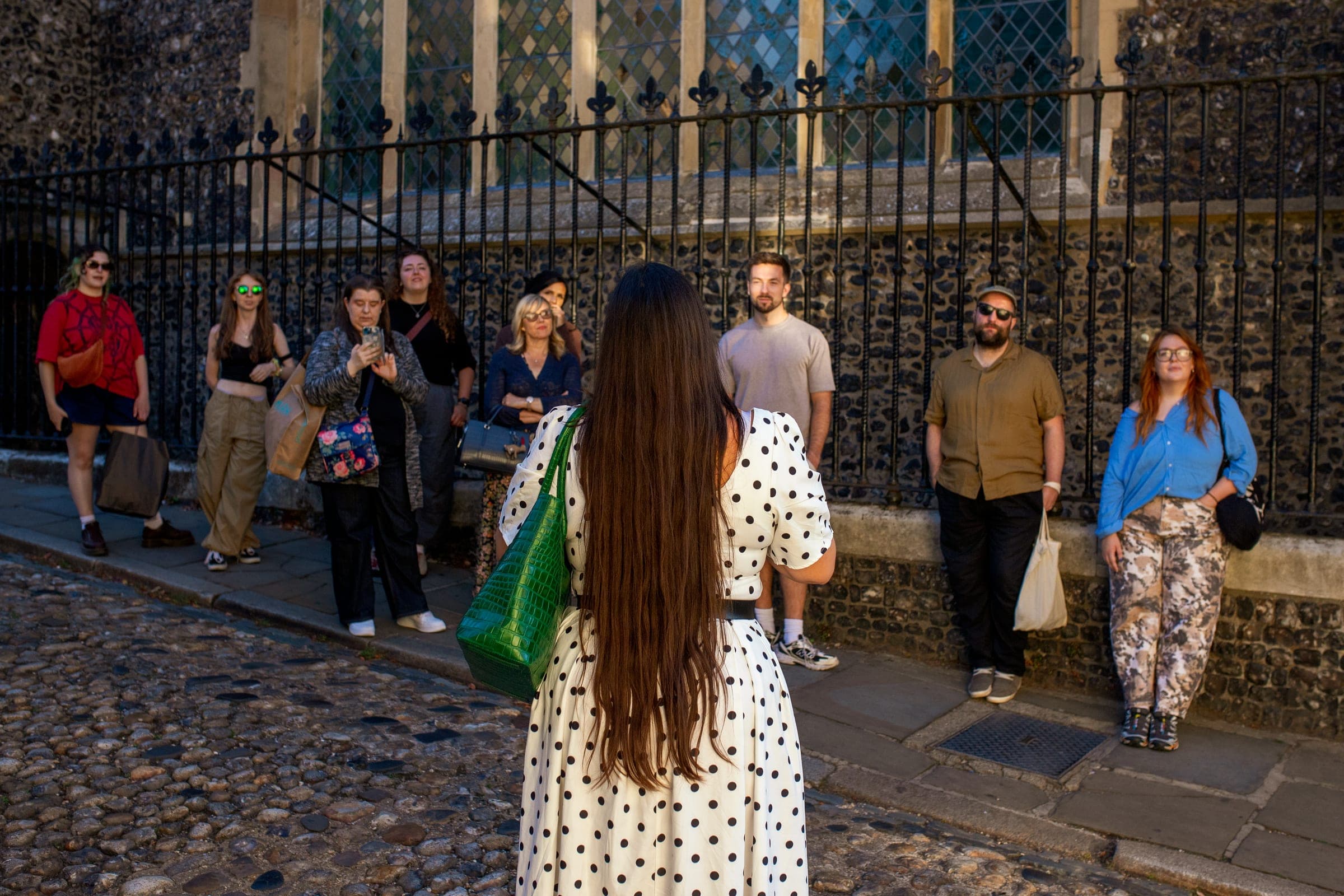A tour group on the cobbles of Elm Hill