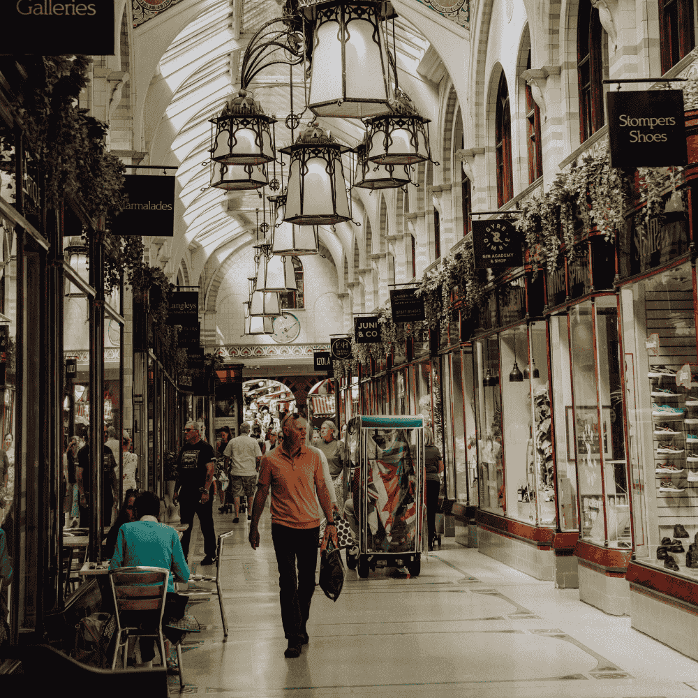The Arcade Norwich — Victorian shopping arcade with ornate ironwork